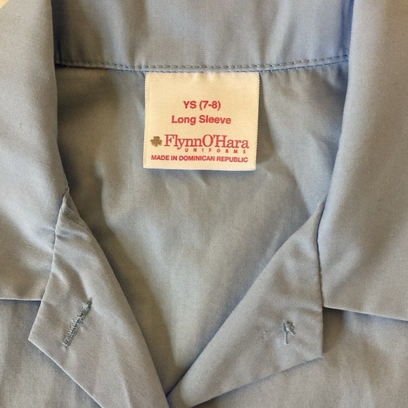 Flynn O’Hara uniforms 2 girls size YS 7-8 blue long sleeve blouses - Picture 4 of 4